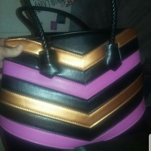Ashro Chevron Purse Purple and Gold